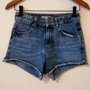 Topshop high-waisted cutoff denim shorts, size 25.